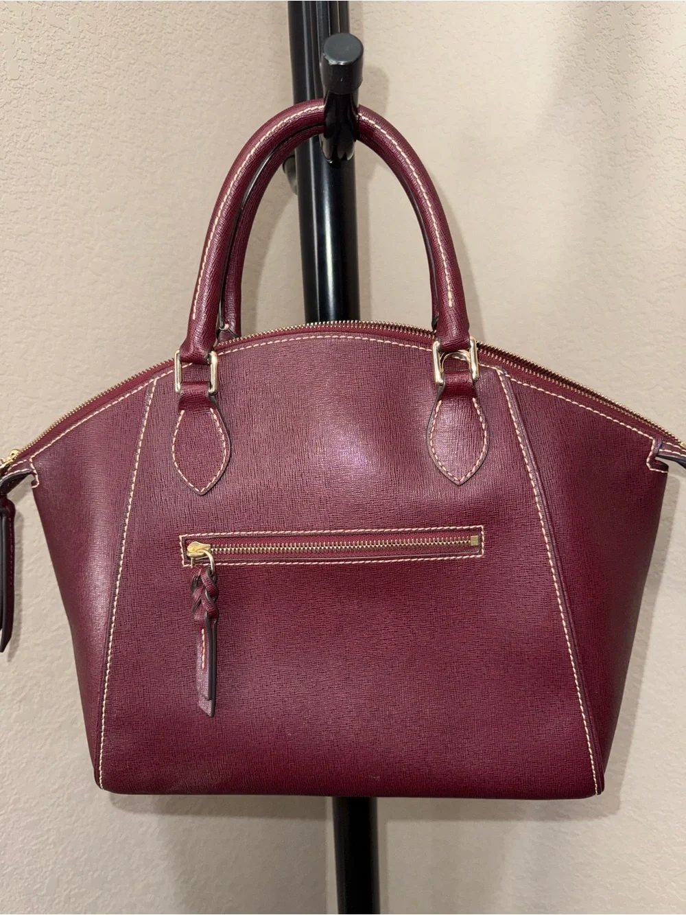 Dooney & Bourke Sydney Burgundy Saffiano Dome Satchel
